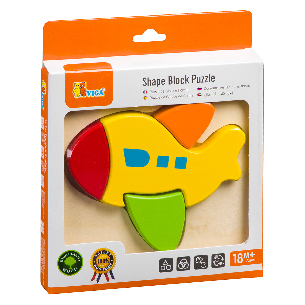 VIGA drvene puzzle 4 dijela - avion