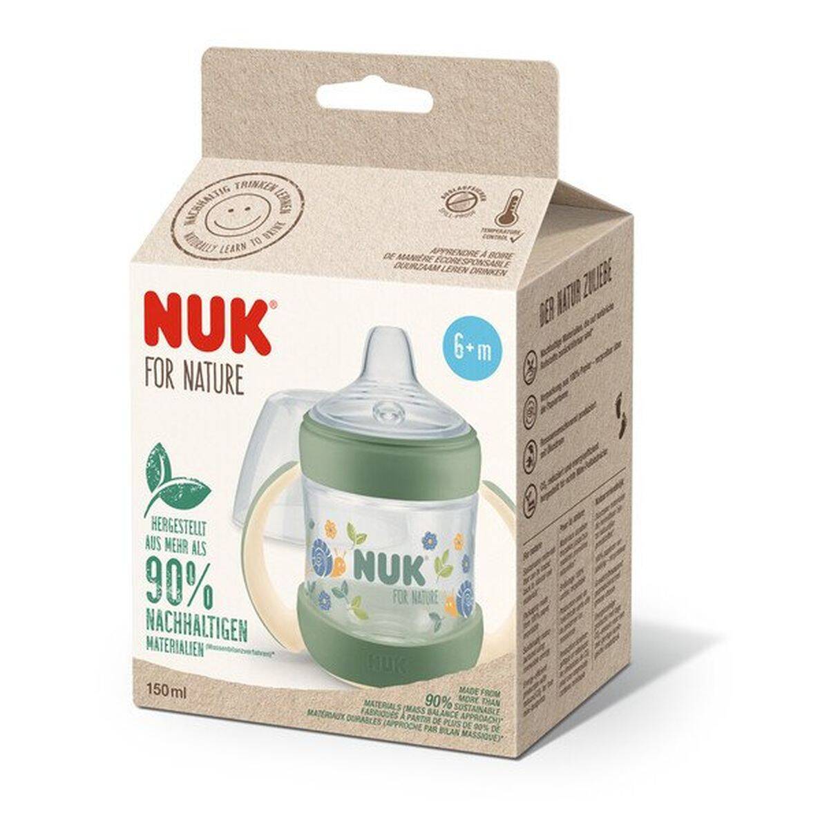 Nuk steklenička plastična for Nature z vgrajenim temp. indikatorjem in silikonskim nastavkom, 150 ml, 6m+ MULTICOLOR