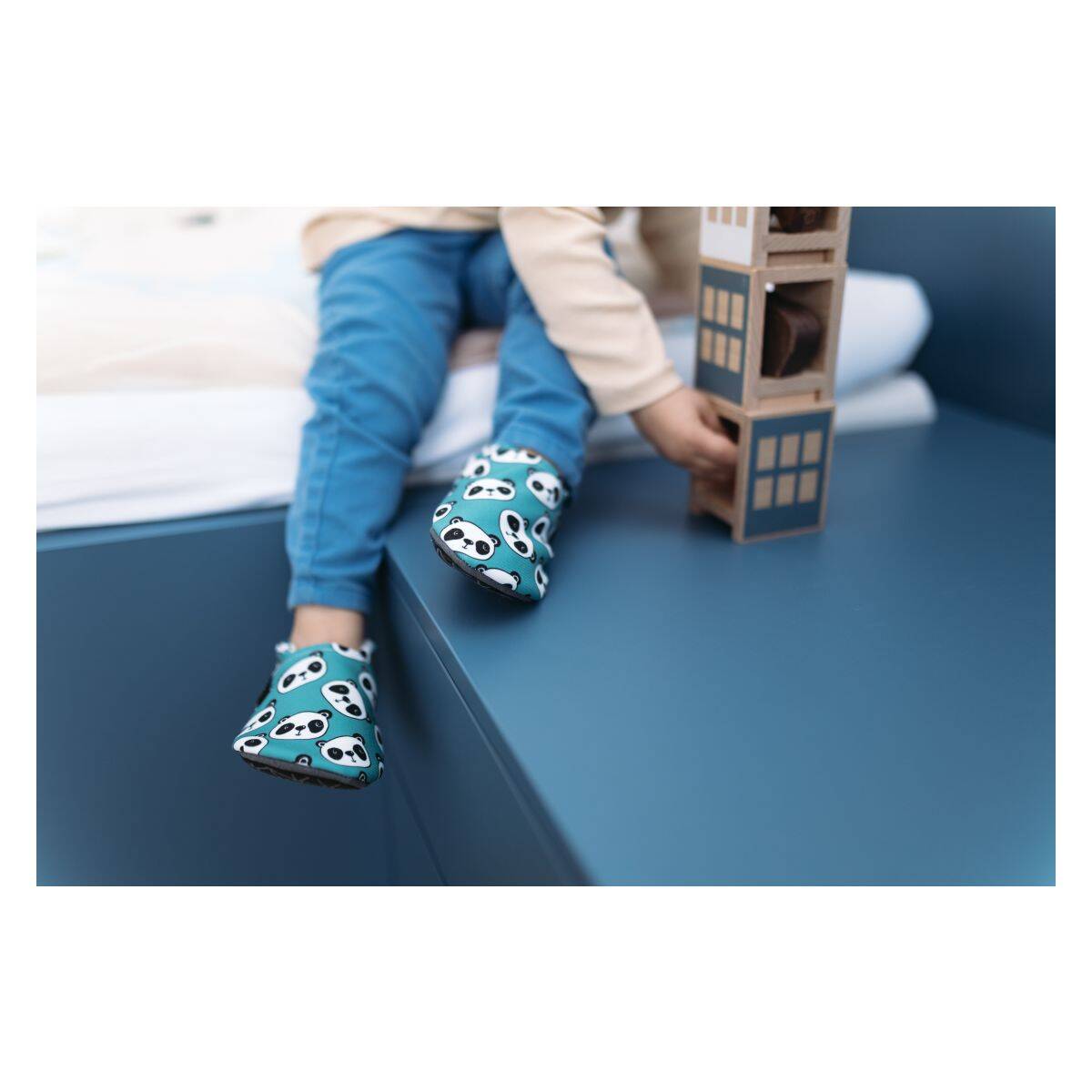 SNUGI papuče CU2567 Pandas barefoot U turquoise 30-31