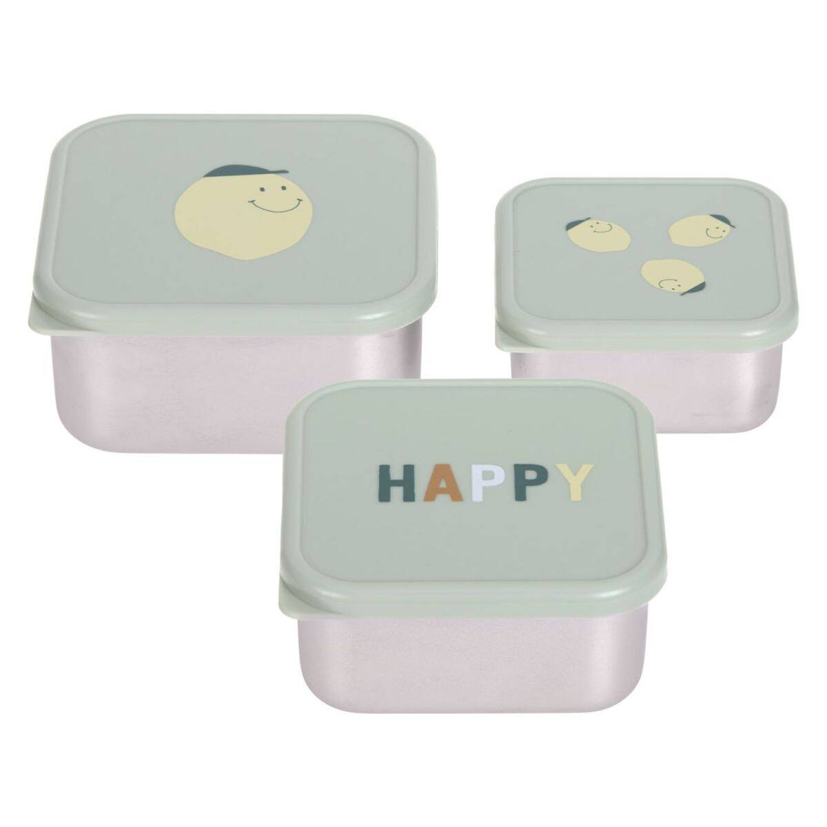 Lässig posodica za shranjevanje snackbox stainless steel Happy Fruits 3/1 lemon