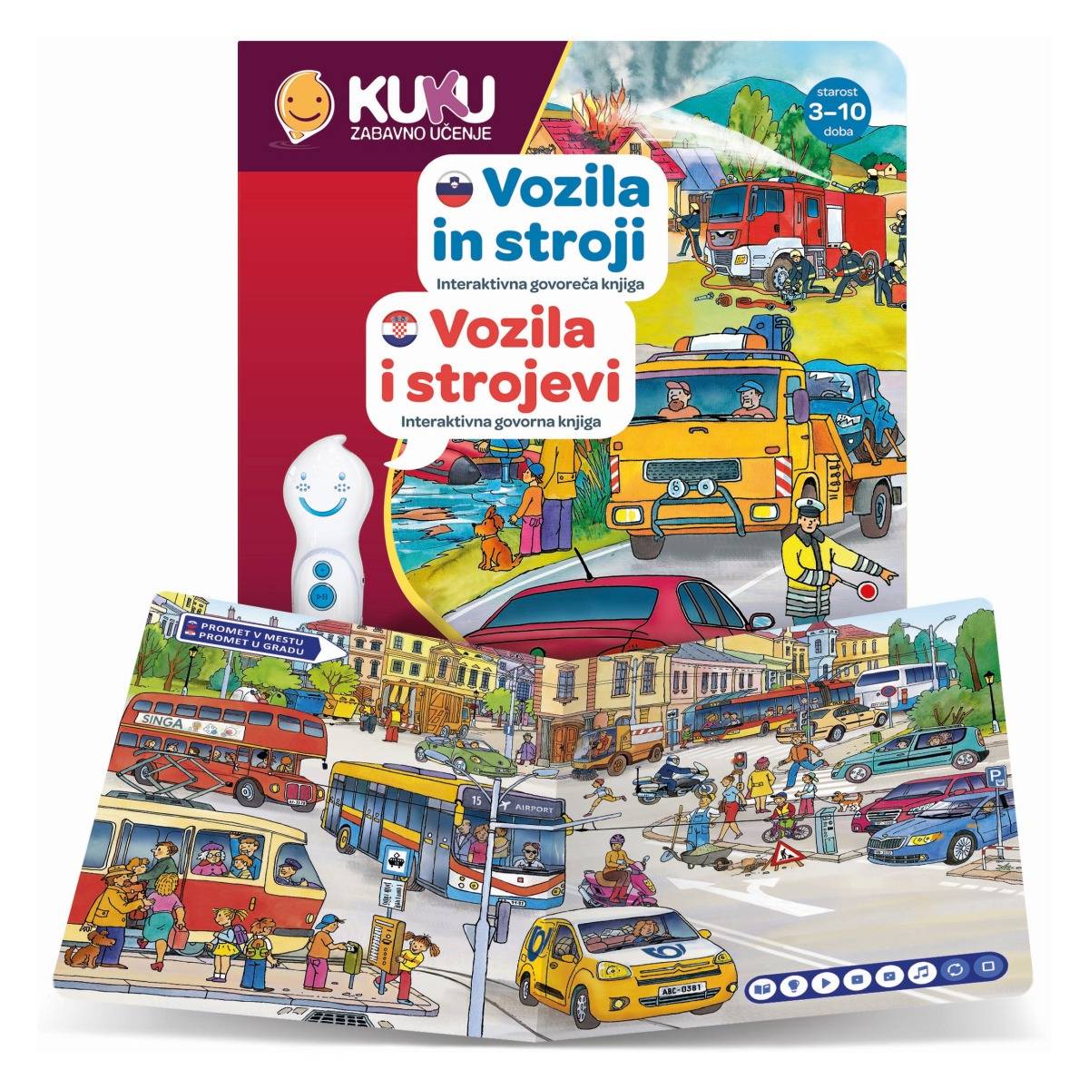 Kuku interaktivna knjiga kuku vozila in stroji (brez pisala)