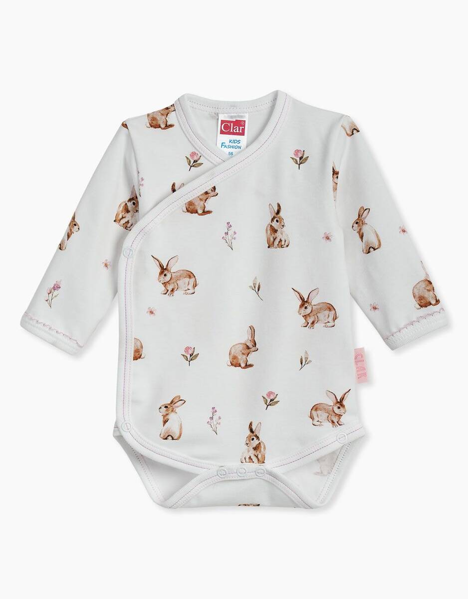 Clar zg. deli bodi preklop potisk zajčki DR 01826 D bela 50