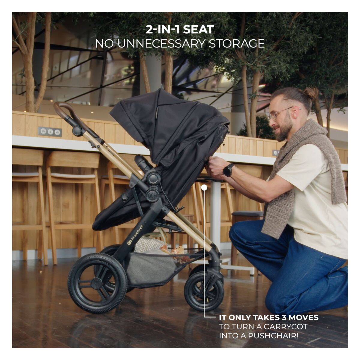Kinderkraft Voziček 3v1 Moov 2 XL black