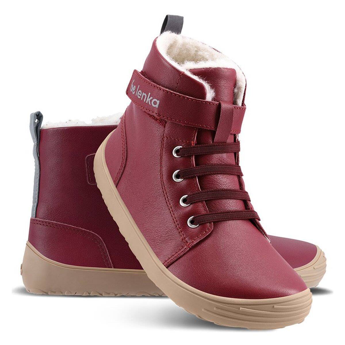 Be Lenka čevelj gležnjar Winter Kids barefoot D dark cherry red 30
