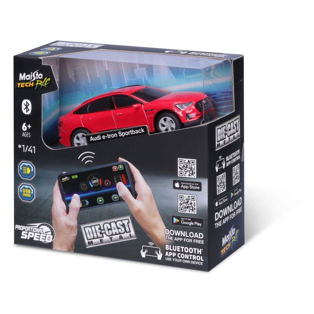 MAISTO automobil R/C 1:41 Die-Cast Metal RC (bluetooth car), sort 82651