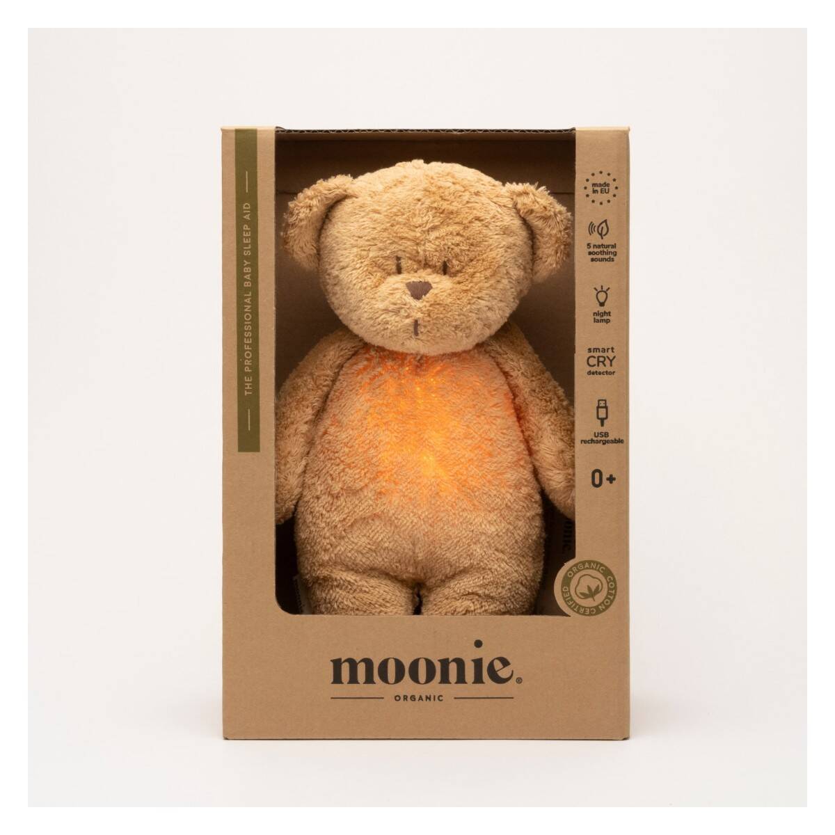 MOONIE Dječji medvjedić Moonie od organskog pam uka - Cappuccino MCA2