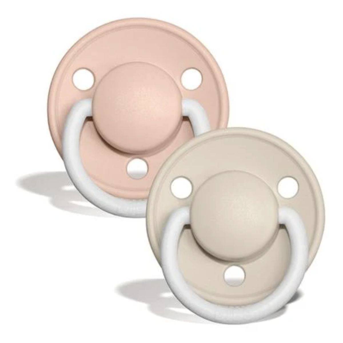 Bibs tolažilna duda - silikon De lux nočna z okroglim cucljem 0-36 m 2/1 blush/vanilla