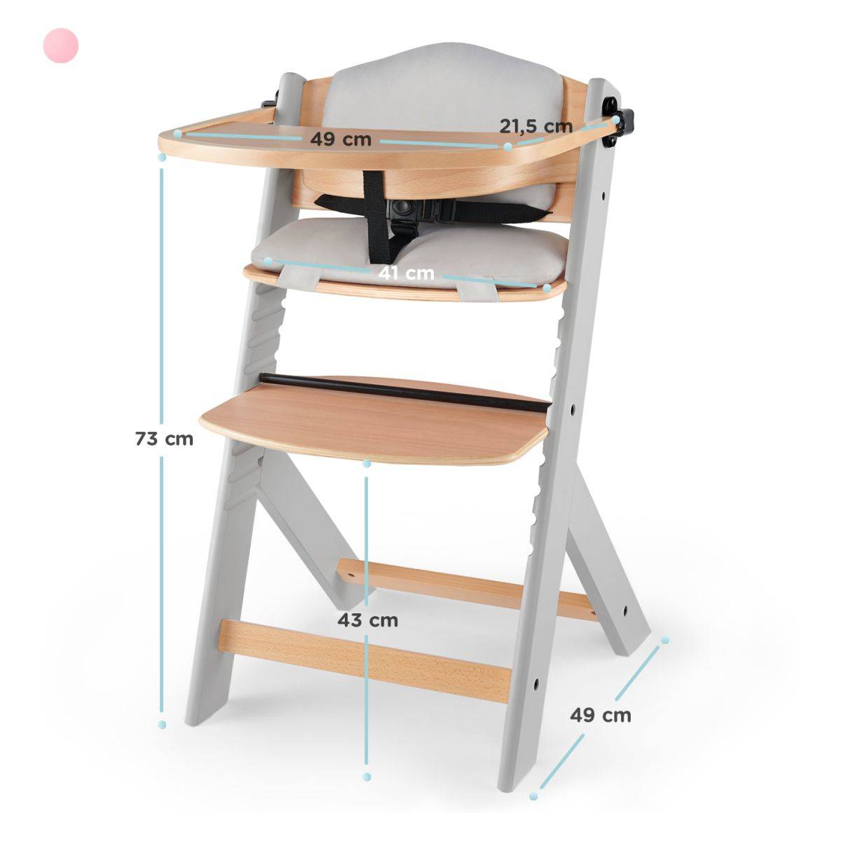 Kinderkraft stol za hranjenje Enock grey