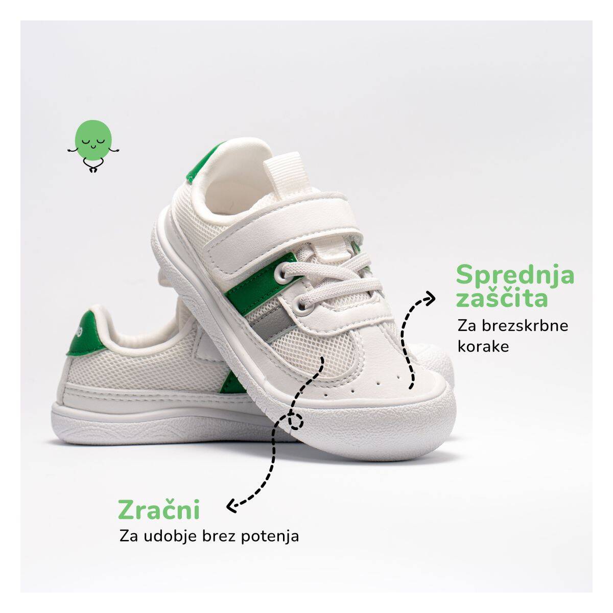 Gekko čevelj nizek GAJ809090 barefoot U white/grass 26
