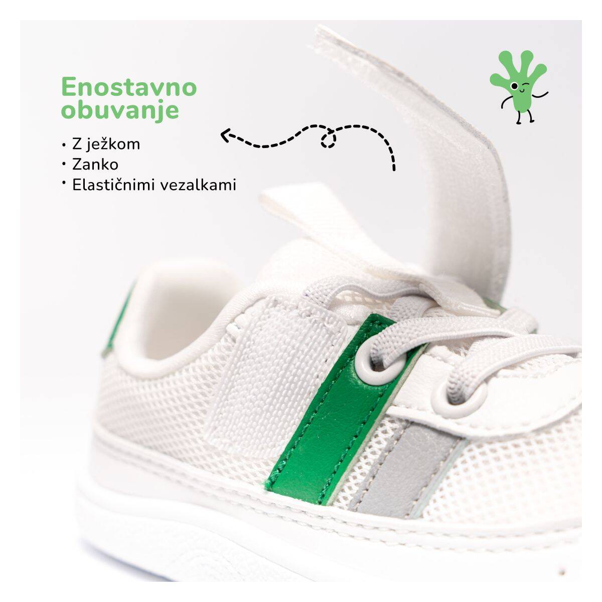 Gekko čevelj nizek GAJ809090 barefoot U white/grass 27