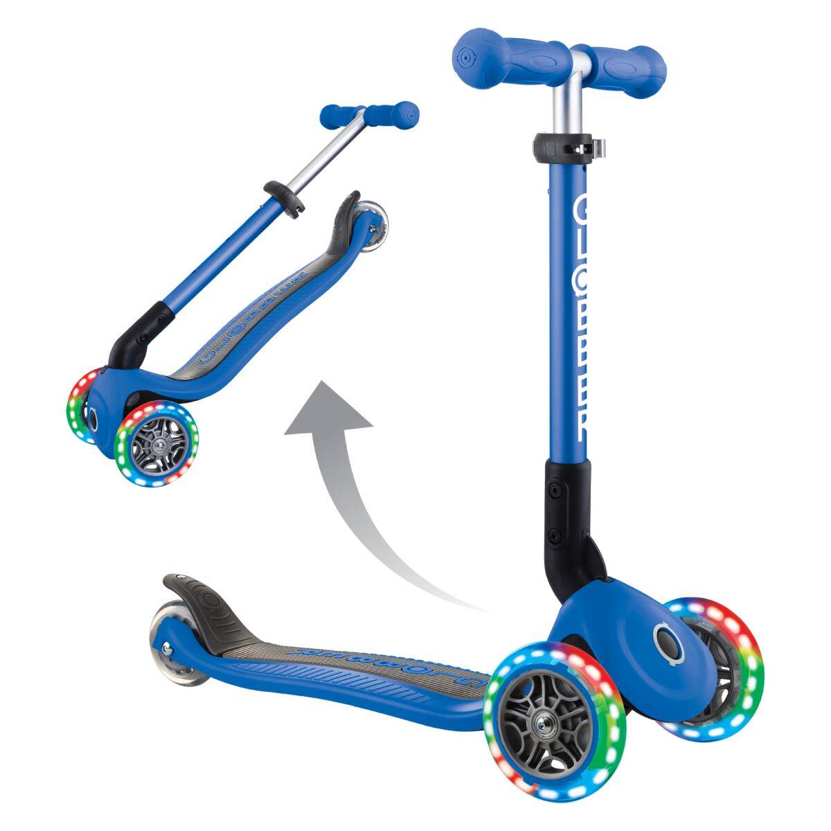 GLOBBER romobil Junior svjetleći kotači, sklopivi - plavi