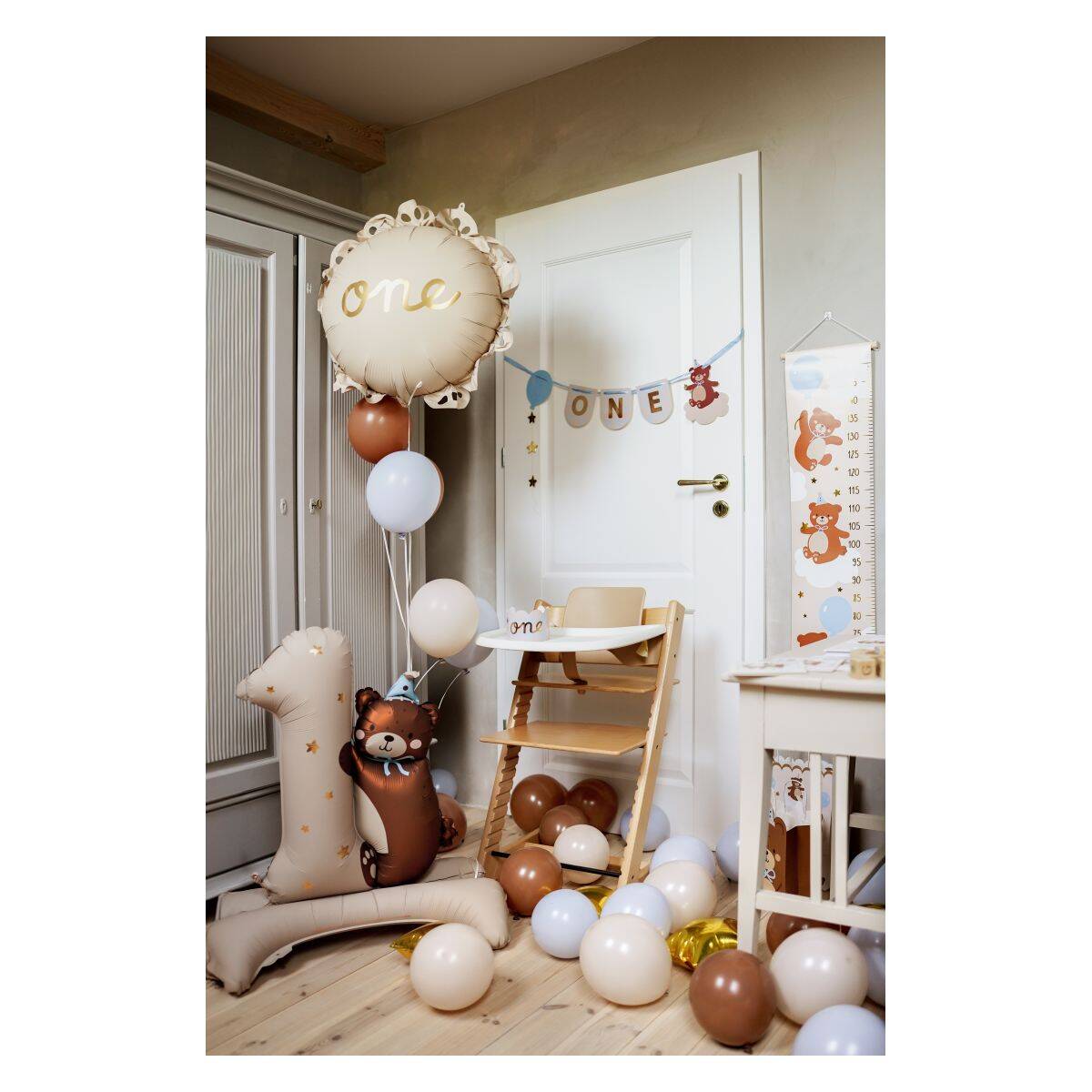 PartyDeco folija balon pastila z naborom one, 51,5x51,5 cm