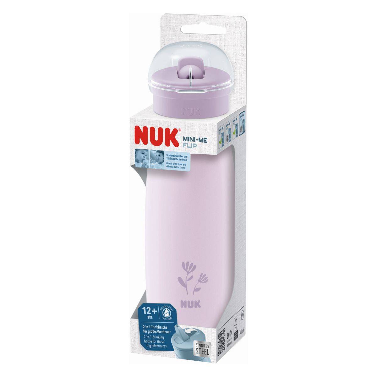 Nuk lonček Mini-Me Flip nerjaveče jeklo 12m+, 500 ml multicolor