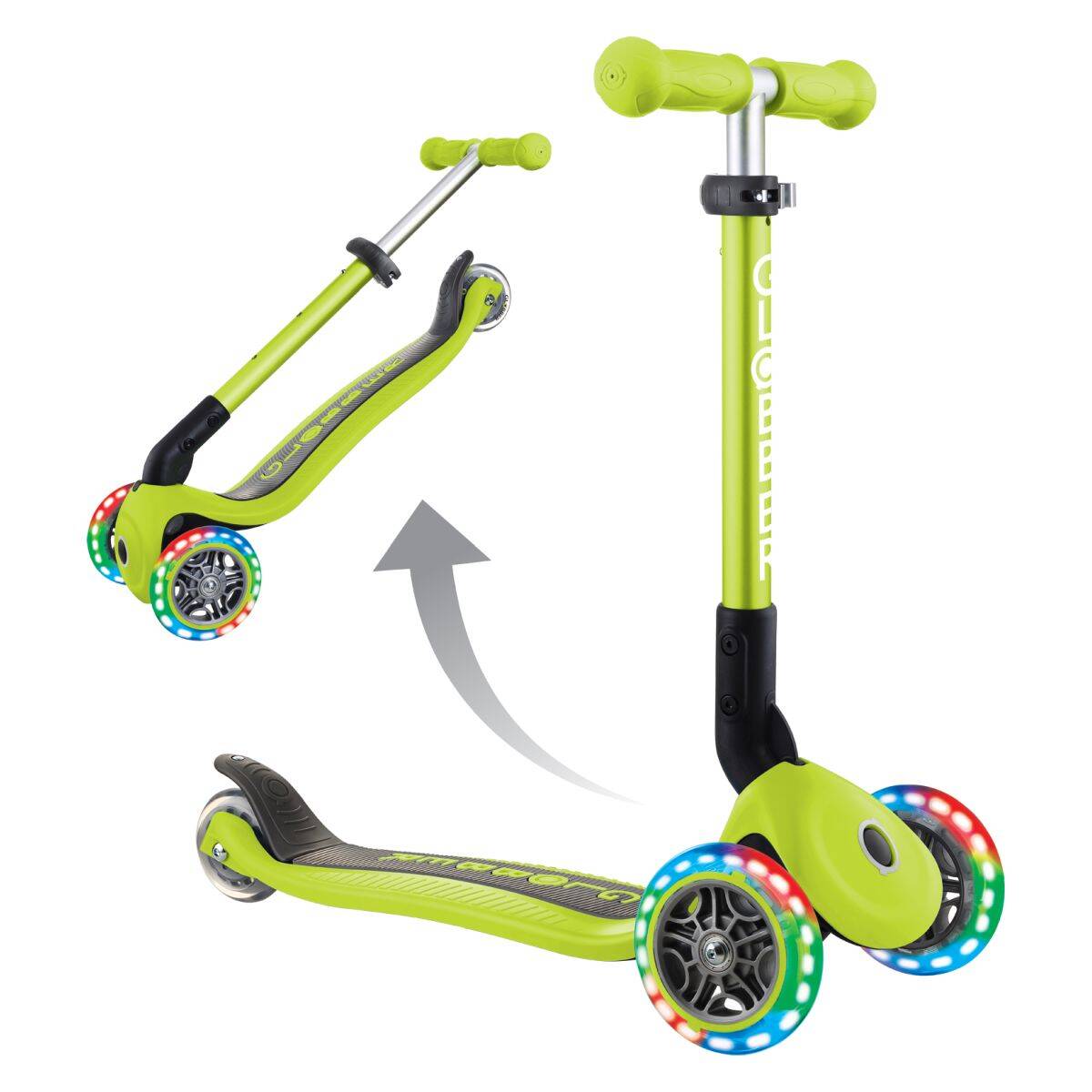 GLOBBER romobil Junior svjetleći kotači, sklopivi - zelen