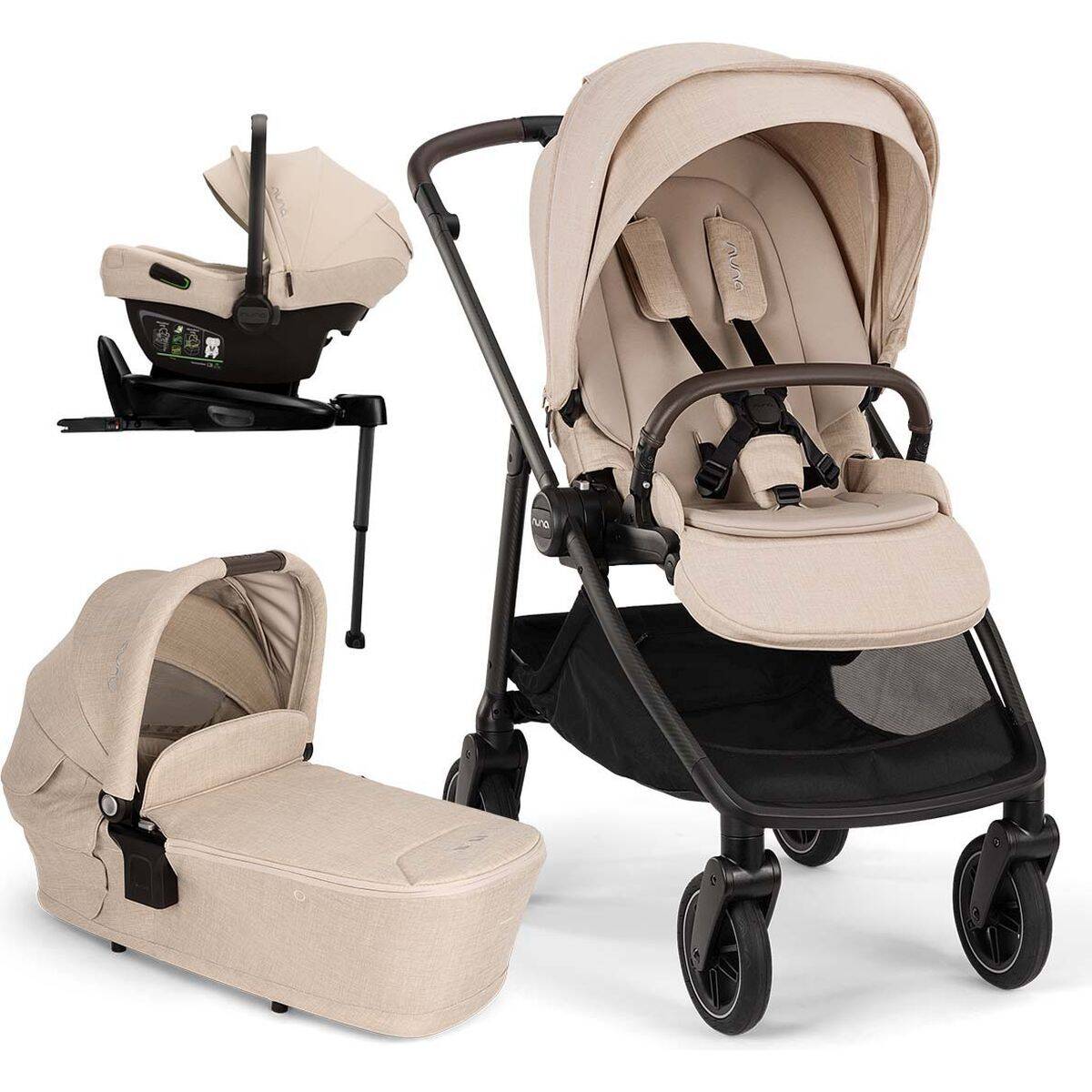 Nuna® Voziček 4v1 Pipa Next in baza Next Swiv biscotti