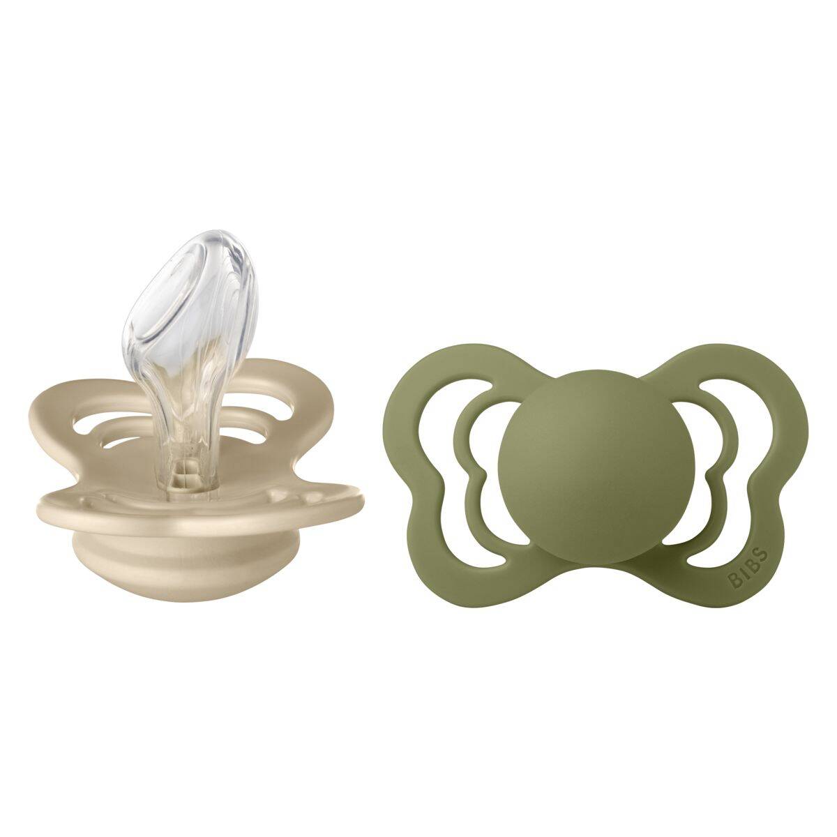 Bibs tolažilna duda - silikon Couture anatomska, 6-18 m, 2/1 Olive/Vanilla