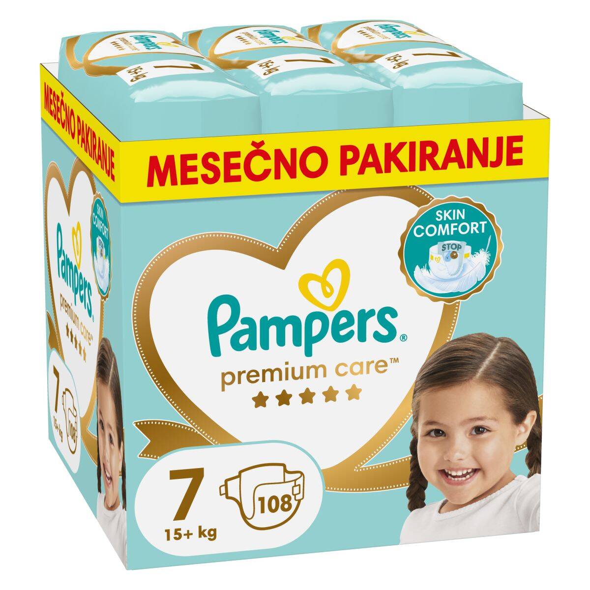 Pampers plenice Premium mesečno pakiranje S7, 15+ kg, 108/1