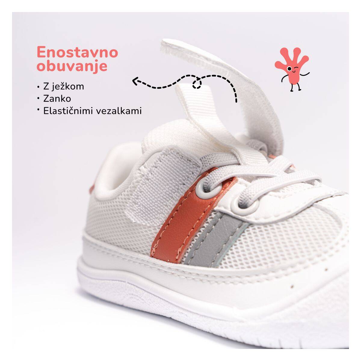 Gekko čevelj nizek GAJ809090 barefoot U white/coral 21