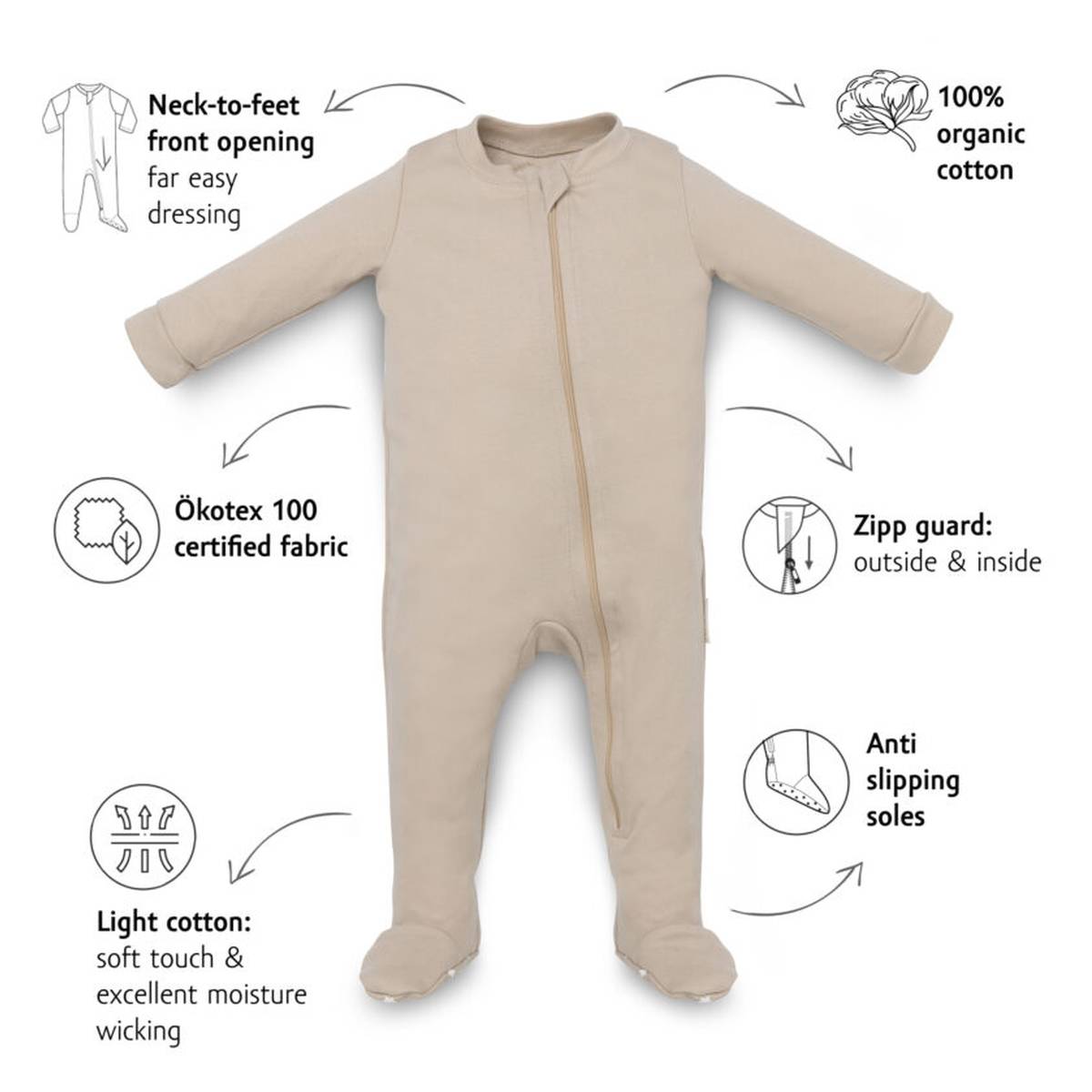 KENGURU GOLD pidžama kombinezon "hazelnut", 74-80 KG3143