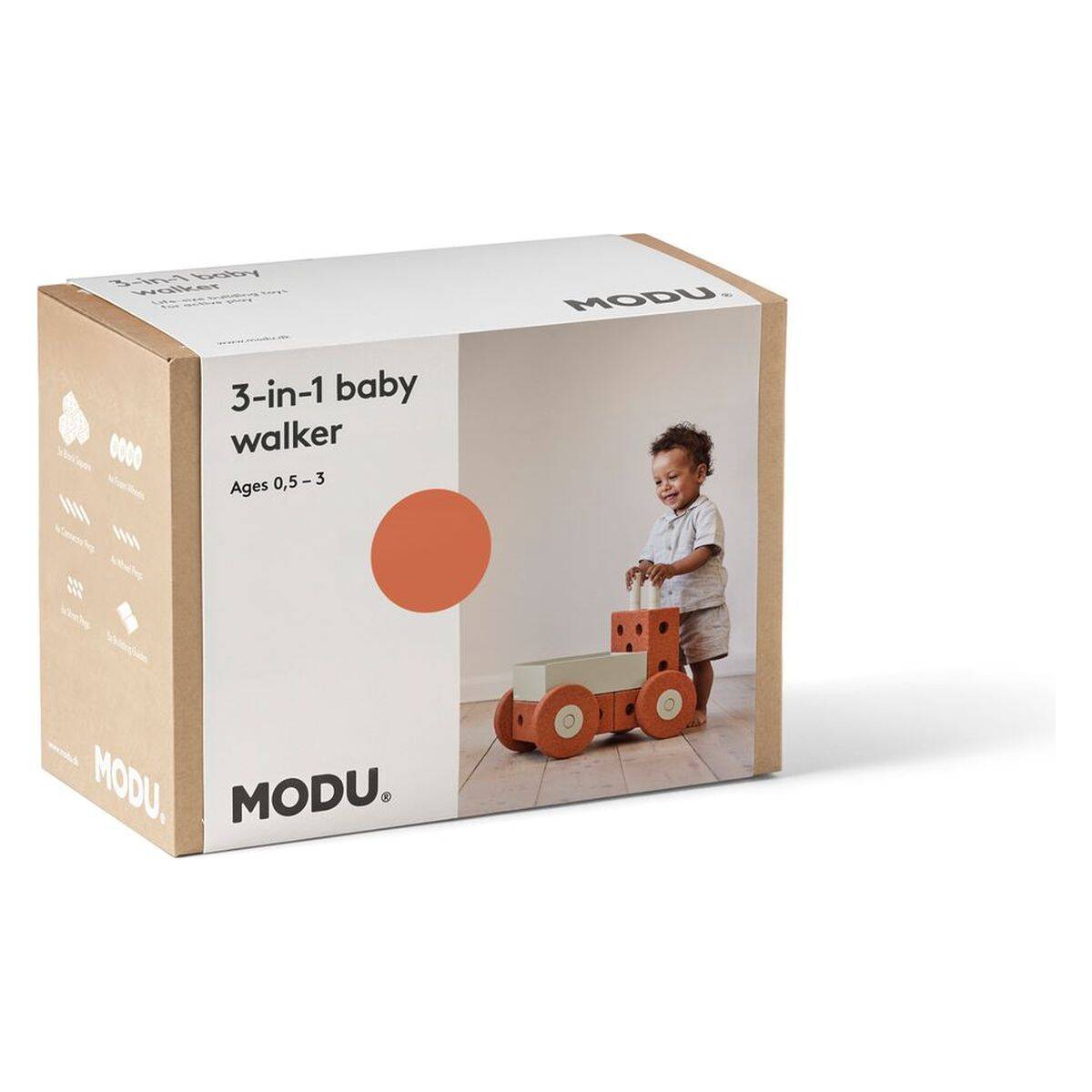 MODU 3-u-1 Baby Walker, Burnt Orange / Dusty Green