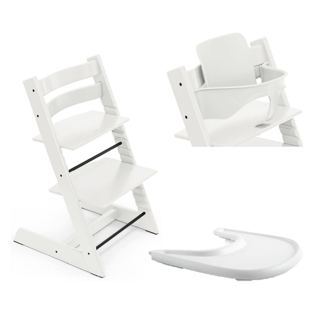 Stokke stol za hranjenje Tripp Trapp set 3v1 white/white 685500
