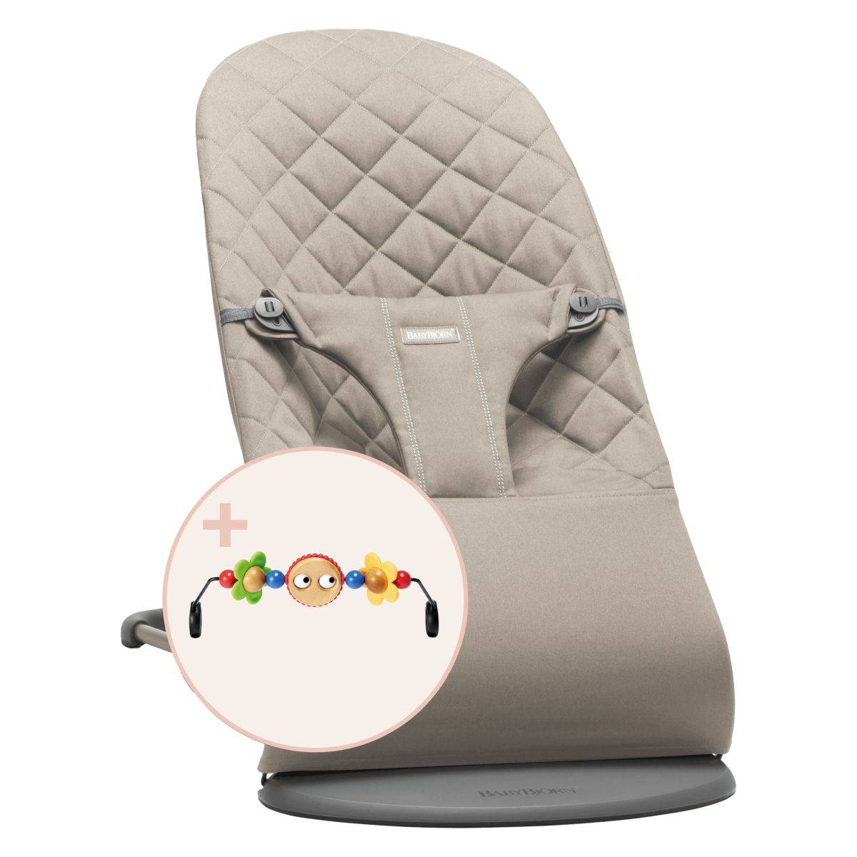 BabyBjörn gugalnik Bliss Woven + Googly Eyes sand grey