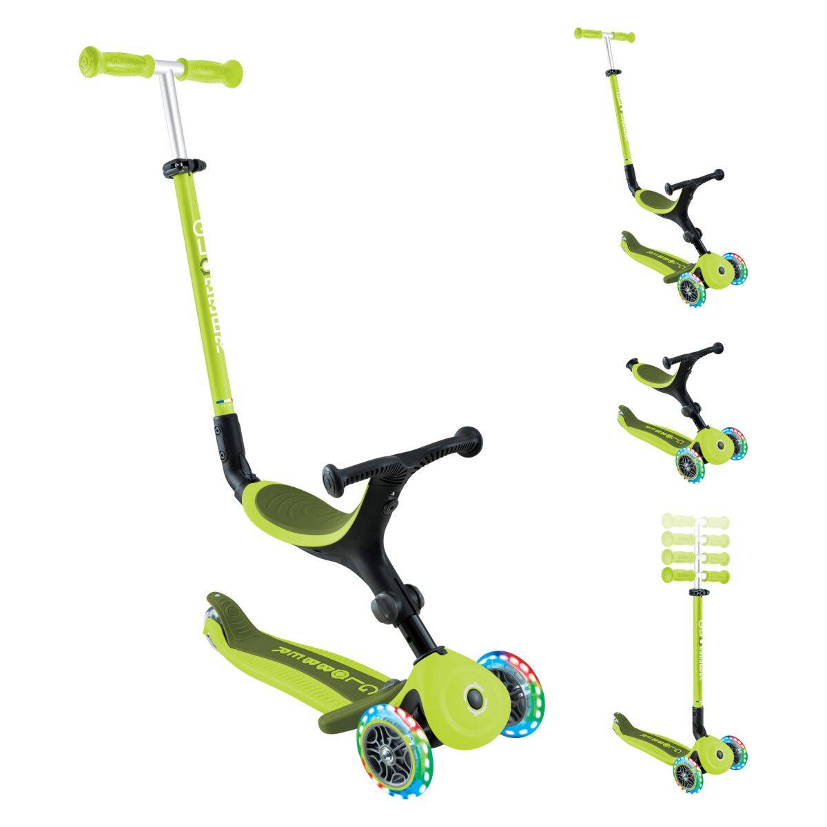 Globber skiro GO UP Active zložljiv, svetleča kolesa zelen