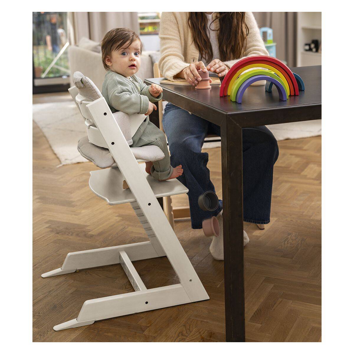 Stokke stol za hranjenje Tripp Trapp set 3v1 white/grey 685900
