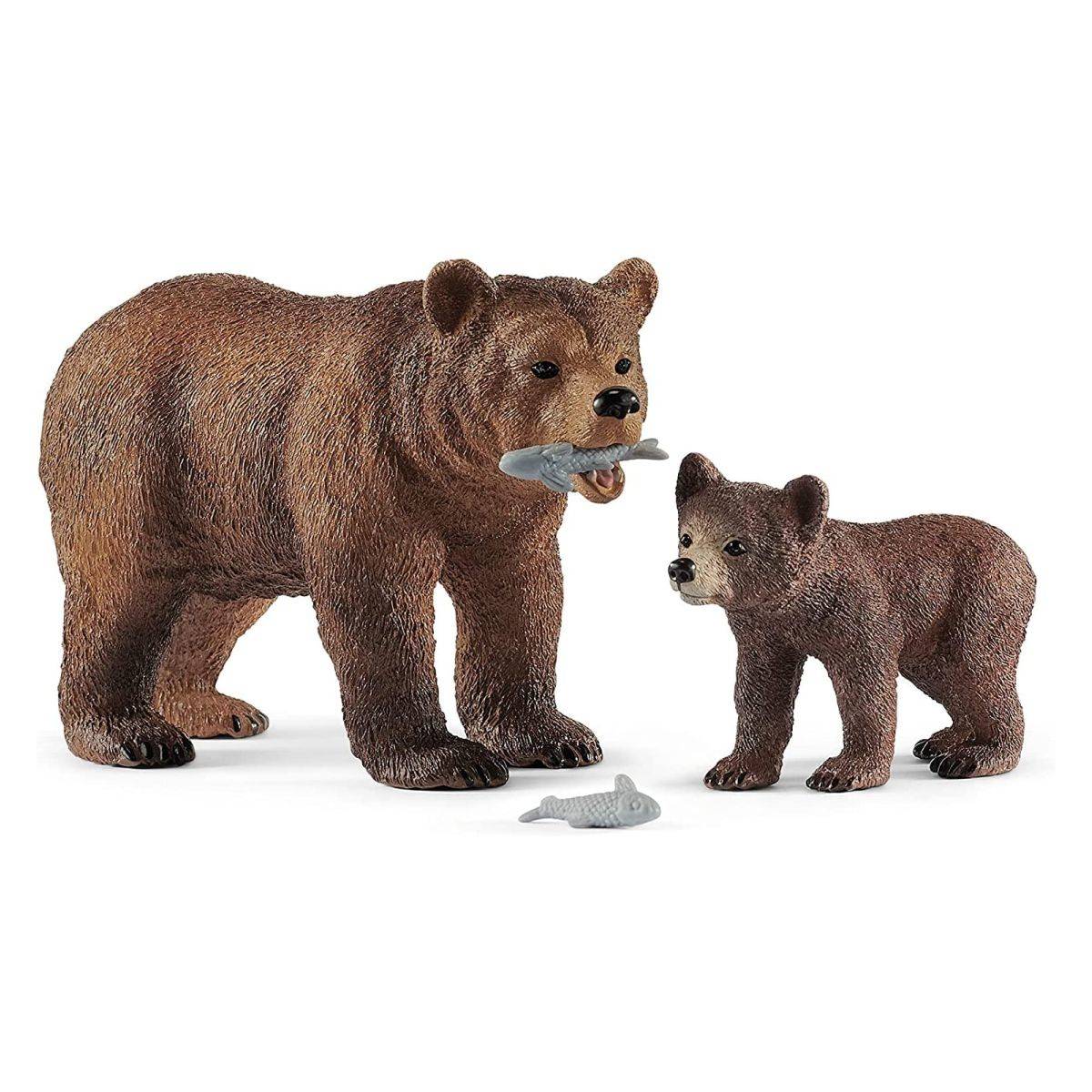 Schleich Grizli z mladičem in ribami