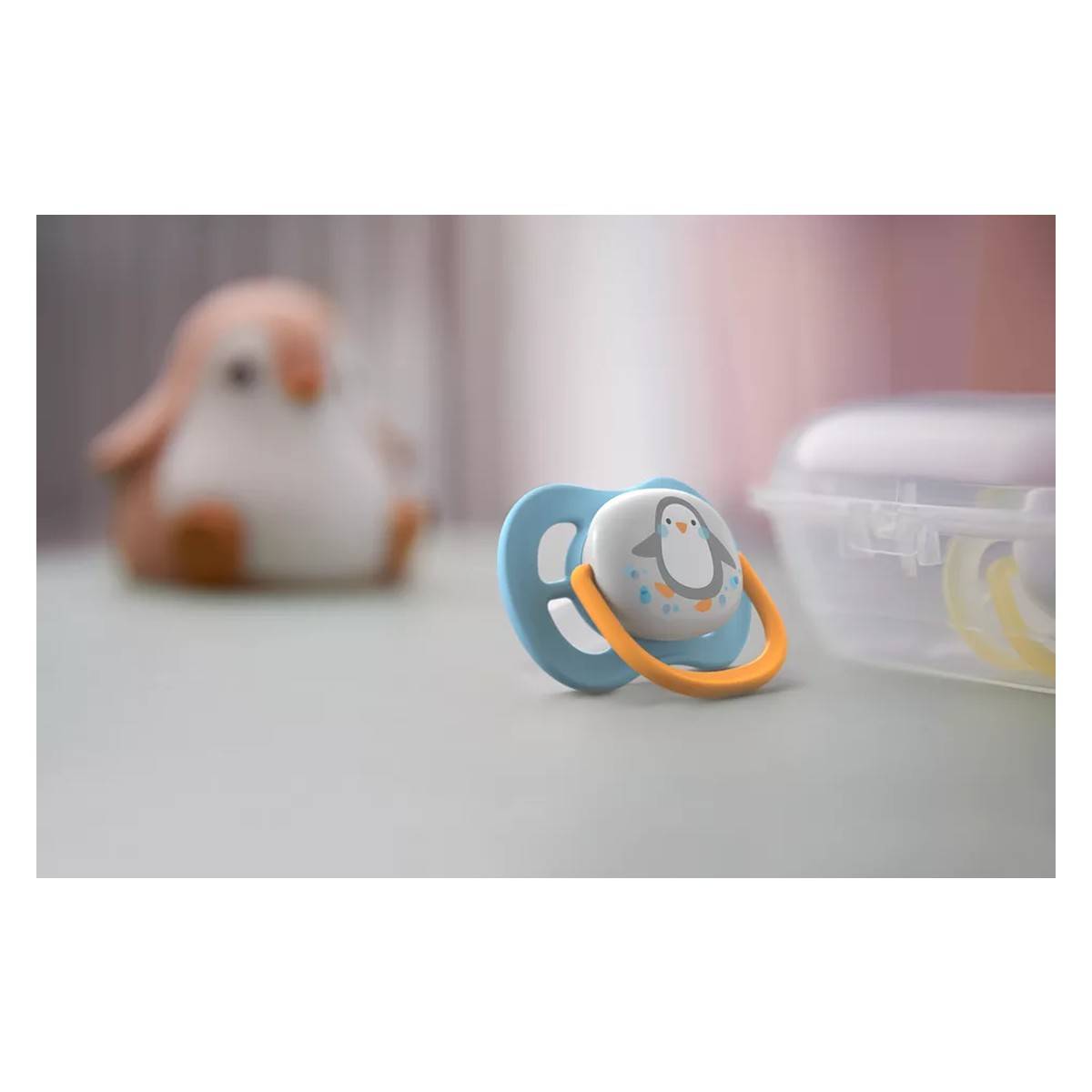 Avent SCF080/05 tolažilna duda - silikon ultra air, 0-6m, m, slon/pingvin, 2/1