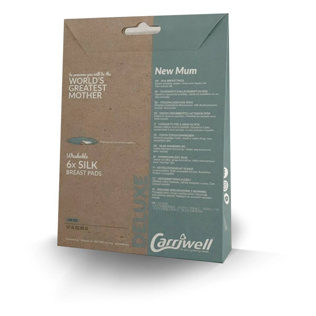 CARRIWELL blazinice za prsa  od  prirodne svile, perivi, bijeli, 6 kom