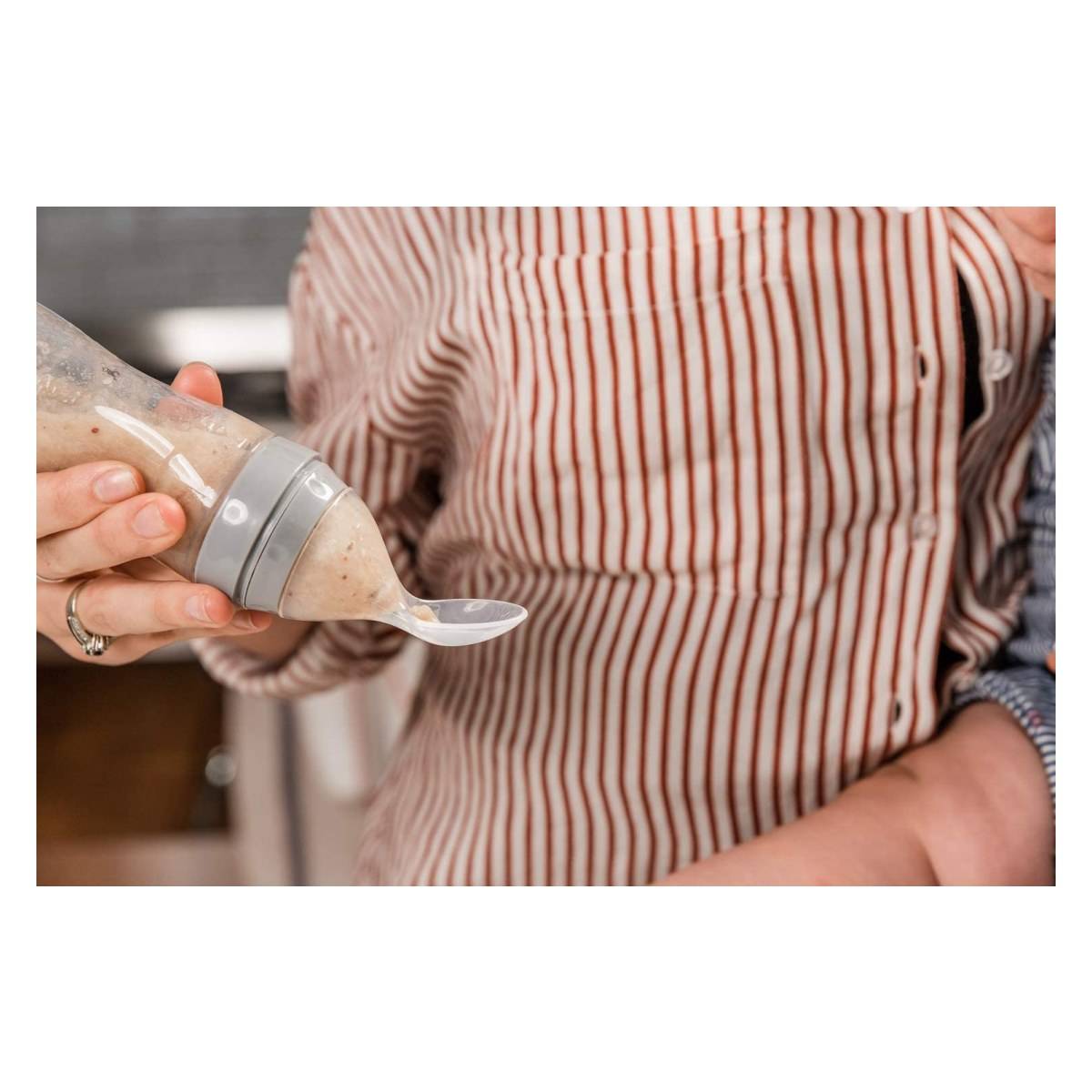 HAAKAA silikonska bočica sa žlicom za hranjenje gray