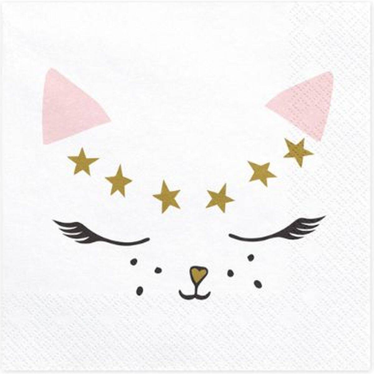 PartyDeco serviete kitty, 33x33cm