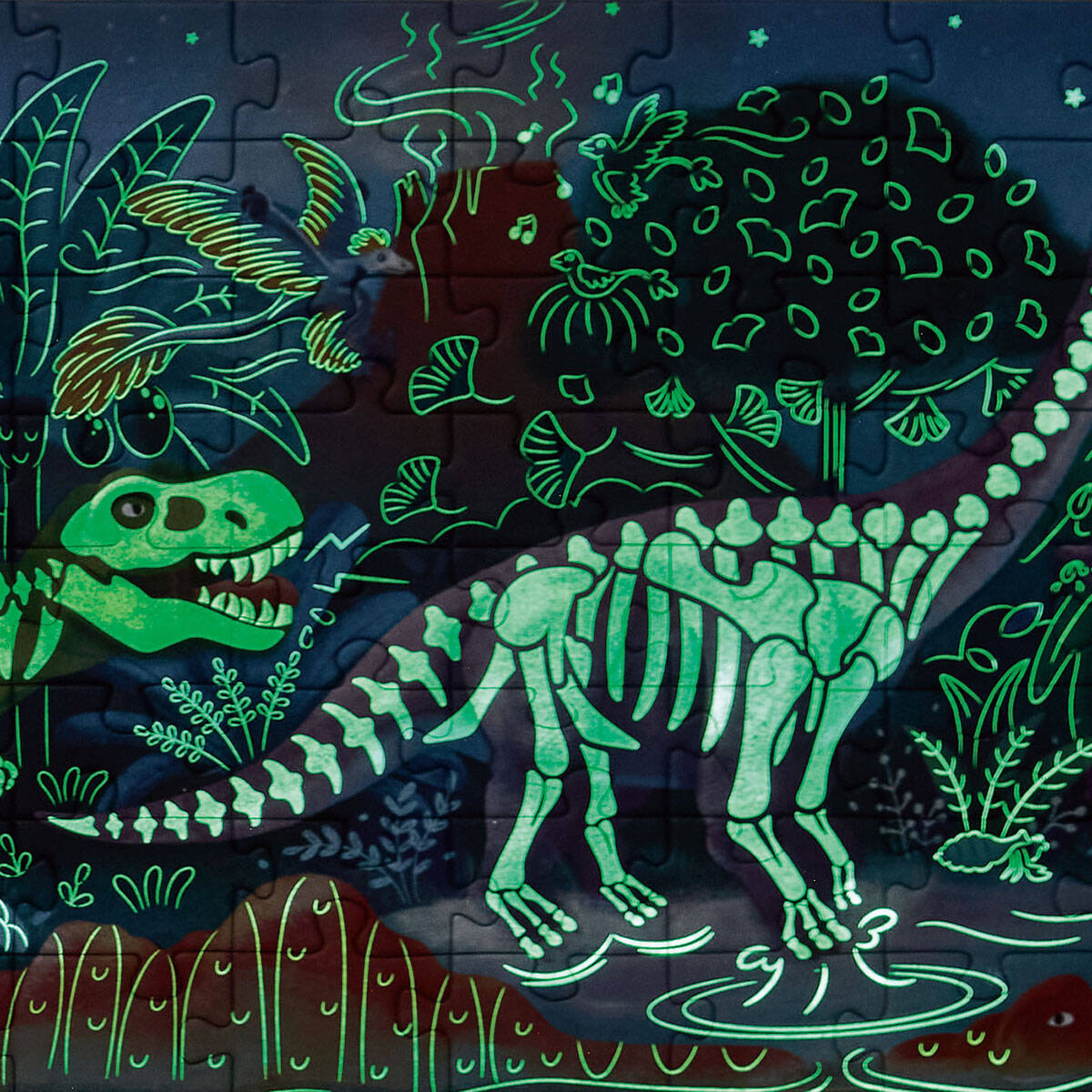 Hape sestavljanka dinozavri 1,5m, svetleča v temi,  200 delna