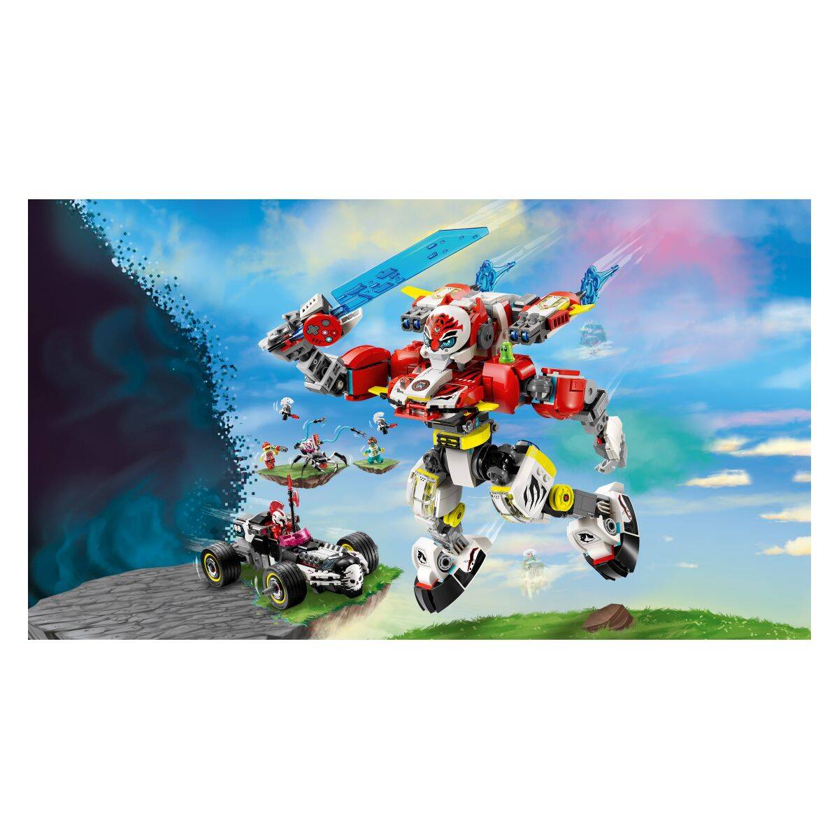 LEGO® Dreamzzz 71497 Cooperjev robotski oklep tigra in Zerojev dirkalnik Hot Rod