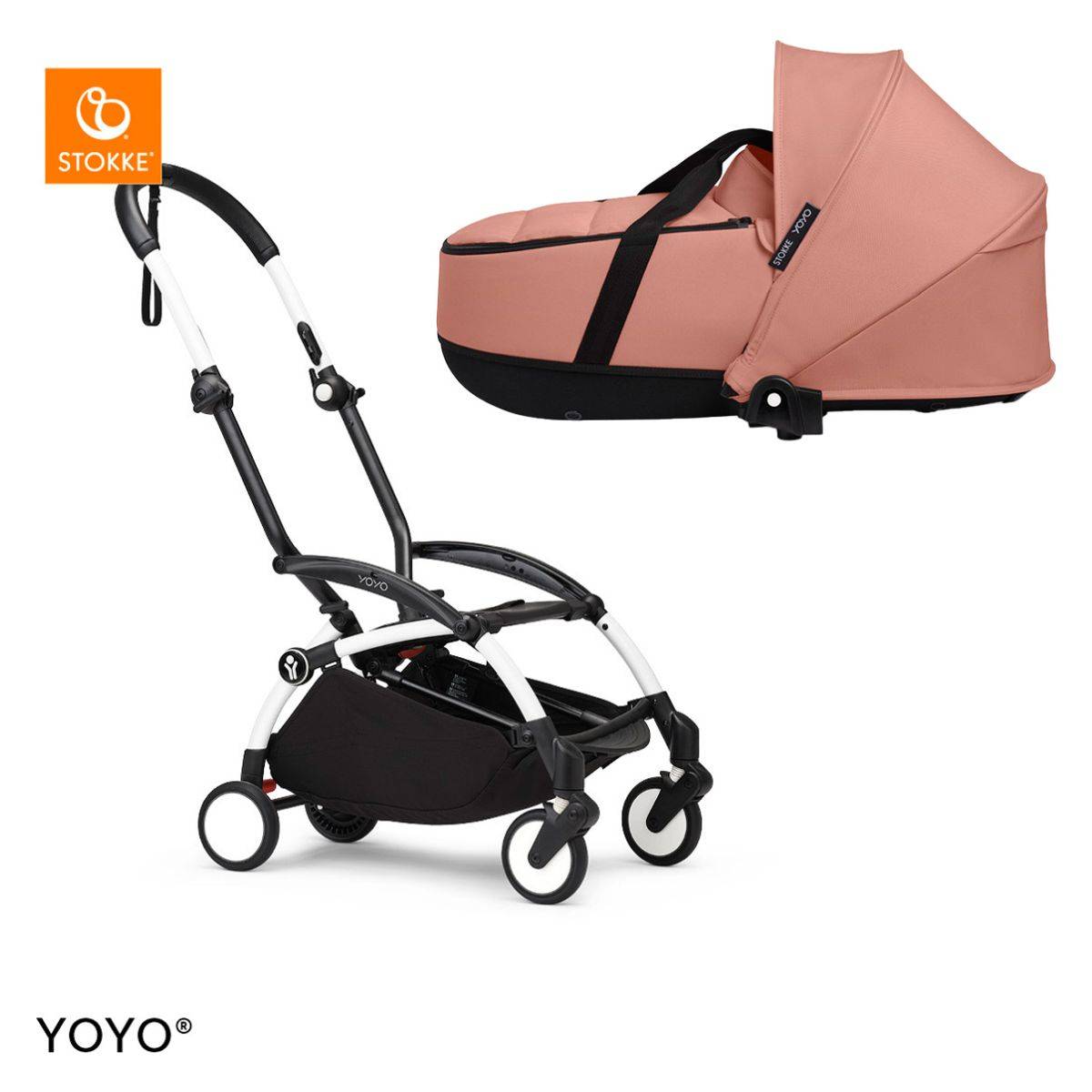 Stokke Ogrodje vozička white frame z new born shell Yoyo® ginger