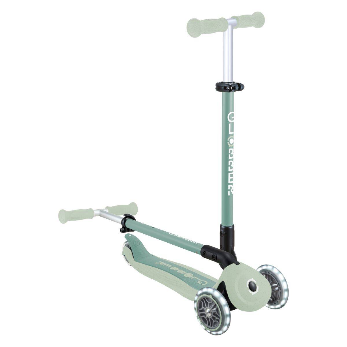 Globber skiro GO UP Active ECO zložljiv, svetleča kolesa zelen