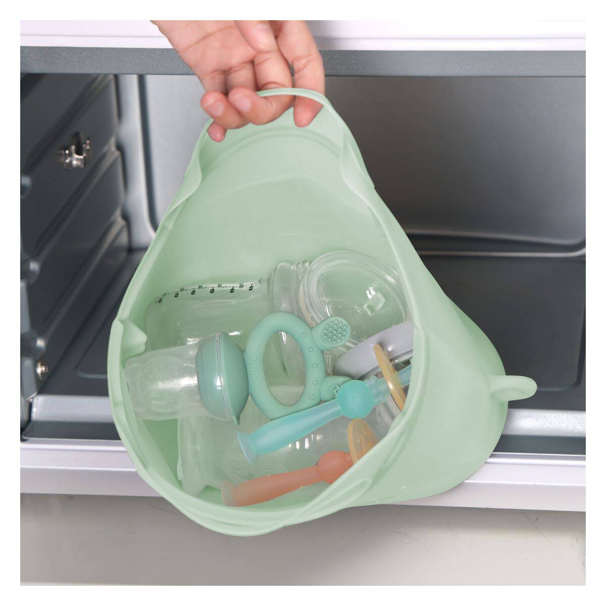 Haakaa mikrovalovni sterilizator večnamenska parna vrečka in sterilizator zelena