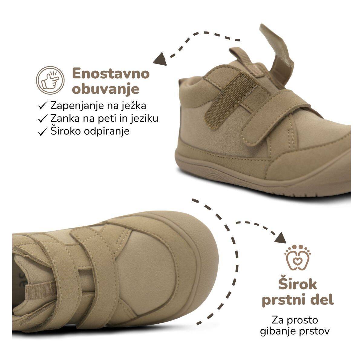Gekko čevelj gležnjar Cosy 9092 - U Barefoot U taupe 26