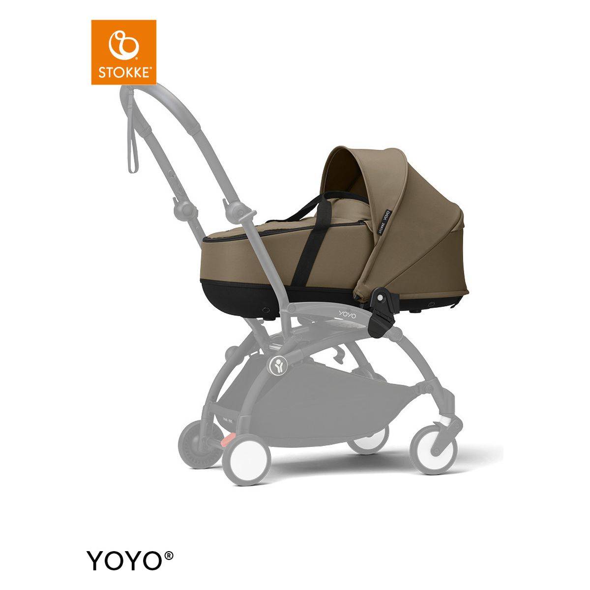 Stokke Ogrodje vozička white frame z new born shell Yoyo® toffee