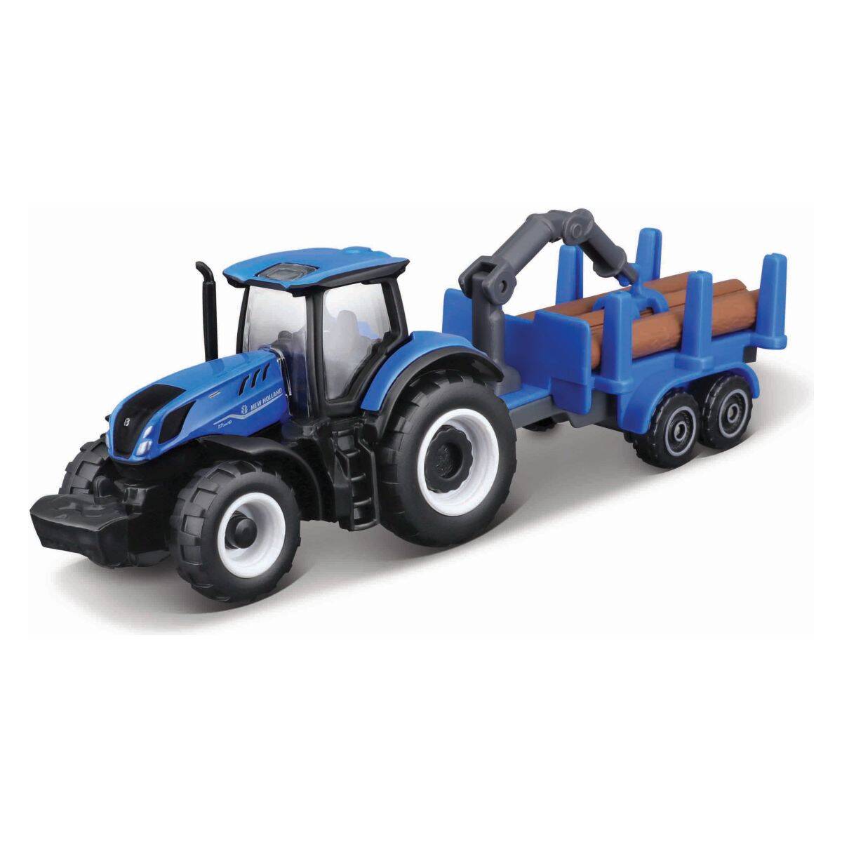 Maisto traktor 8 cm s prikolico Fendt, MF, Valtra, NH sort