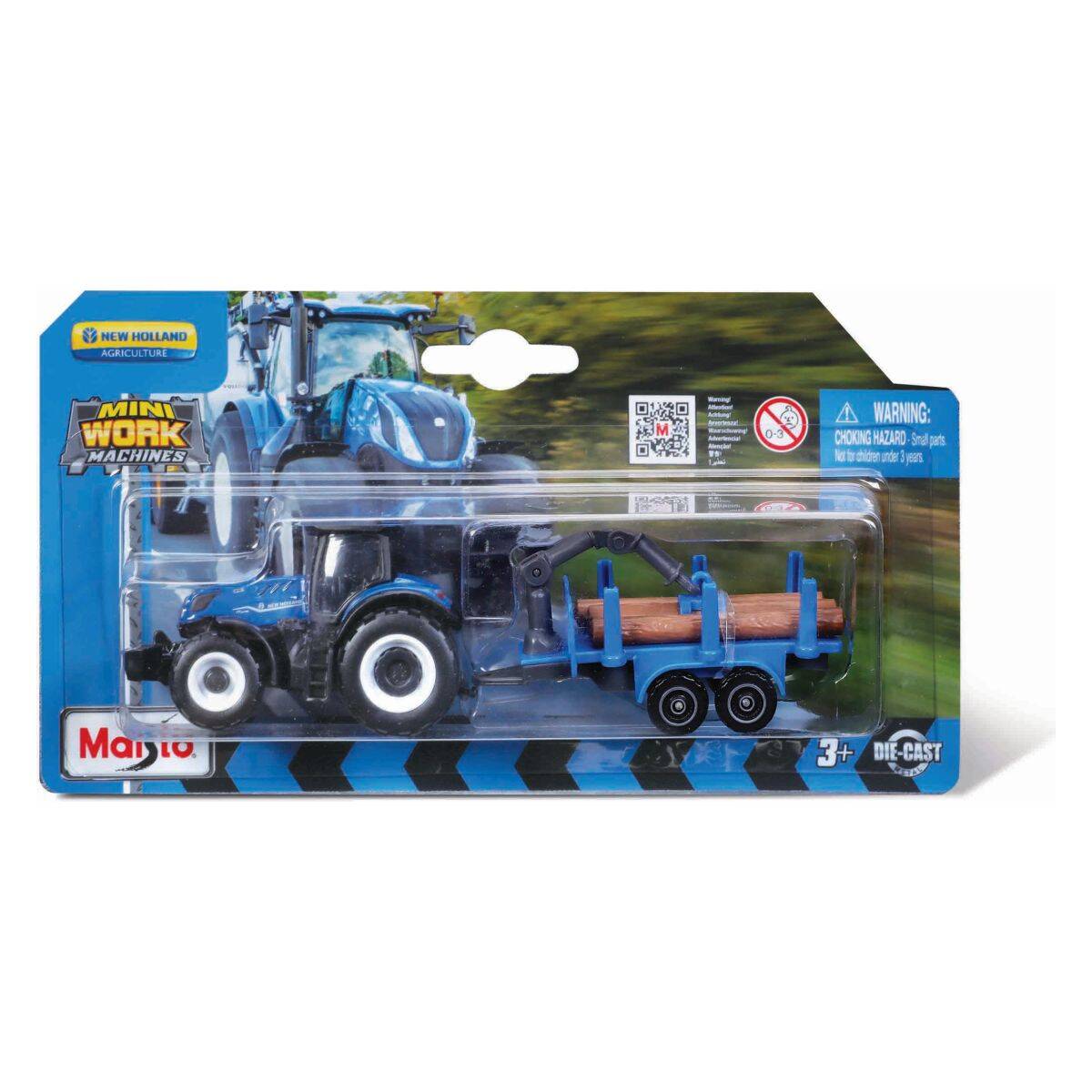 Maisto traktor 8 cm s prikolico Fendt, MF, Valtra, NH sort