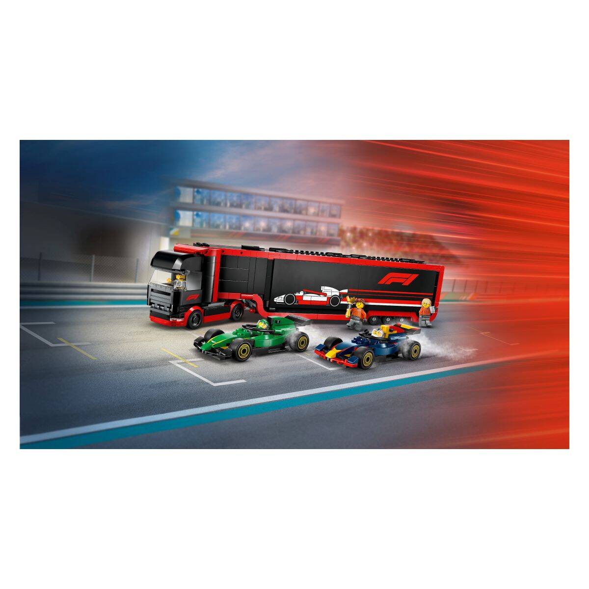 Lego® City 60445 Tovornjak F1® z dirkalnikoma F1® RB20 in AMR24