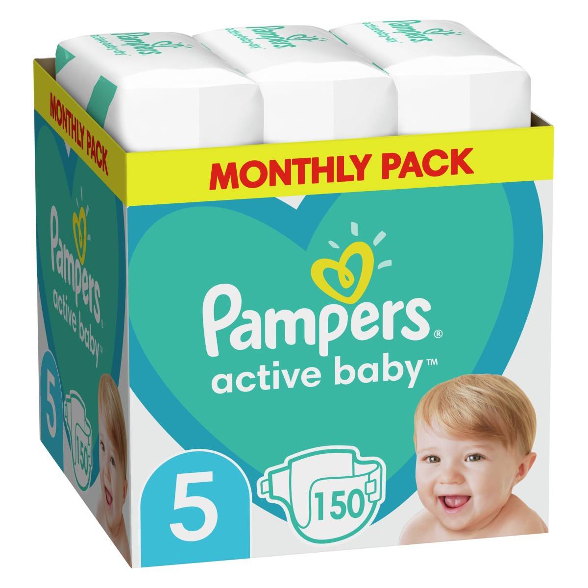 Pampers plenice ABD Active Baby Dry, mesečno pakiranje S5, 150 kos