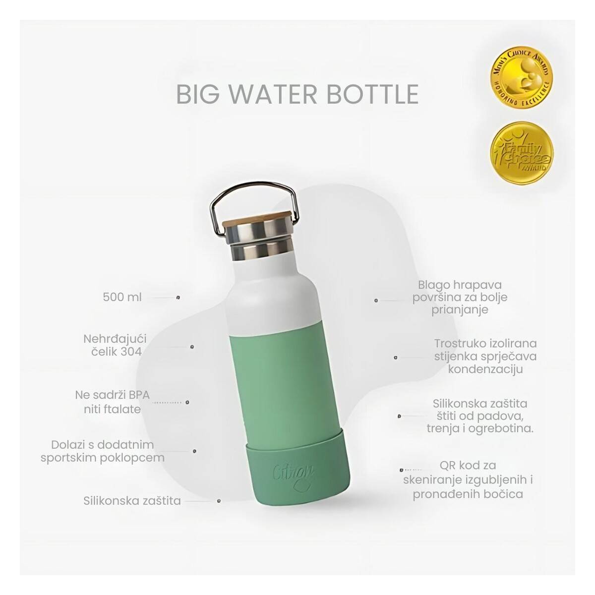 CITRON sportska bočica Boca za vodu Blush Pink 500 ml