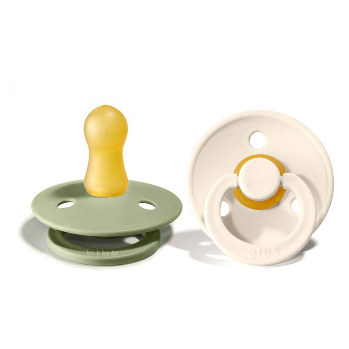 Bibs tolažilna duda - lateks Colour z okroglim cucljem 6-18 m 2/1 sage/ivory