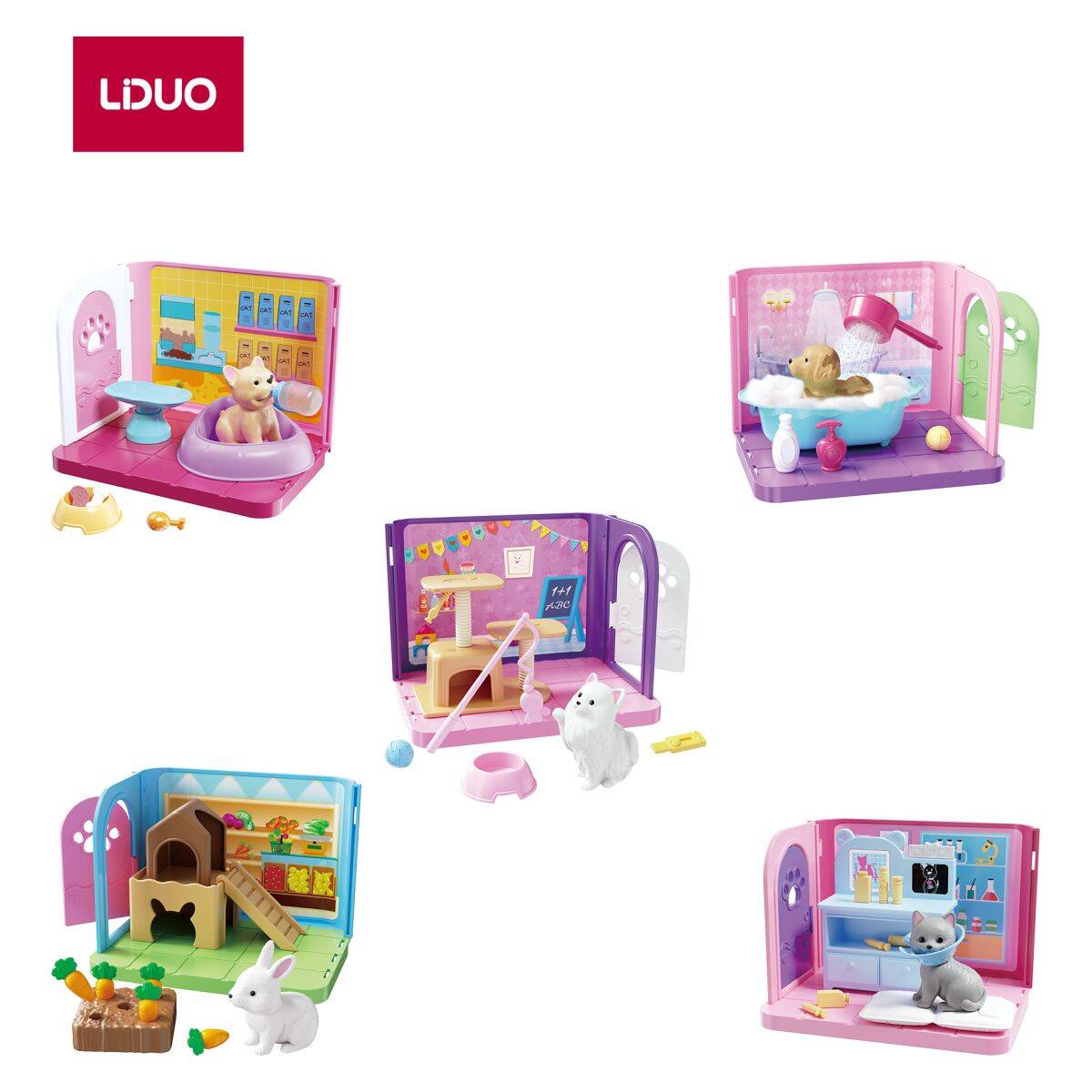 Masen Toys hiška za hišne ljubljenčke z dodatki, dim: 74x21x55 cm