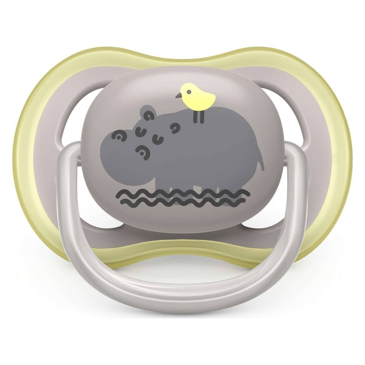 Avent SCF085/17 tolažilna duda - silikon , sil. 6-18m, M, lev/hippo, 2/1 Ultra air