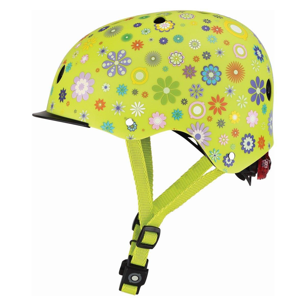 Globber čelada elite z lučko xs/s ( 48-53cm ) zelena rožice