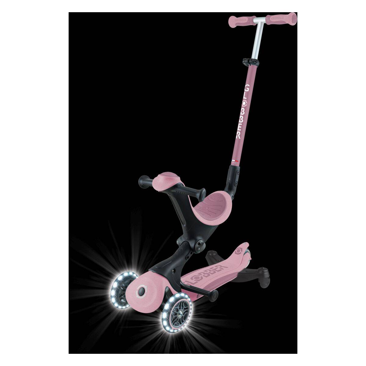 Globber skiro GO UP deluxe 360° zložljiv, svetleča kolesa roza